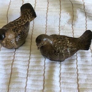 Brown Ceramic Bird Figurines